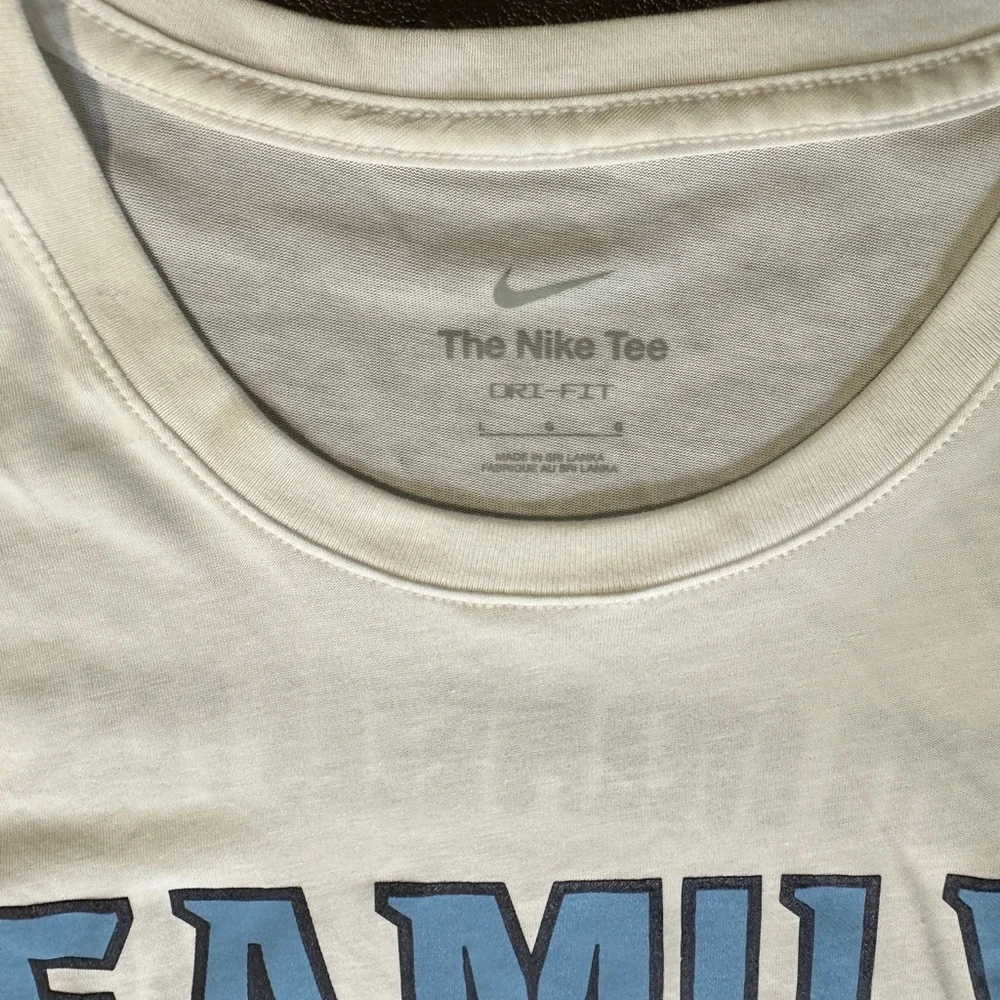 Nike White and Blue Long Sleeve Tee with Bold Print - Picture 3 of 6